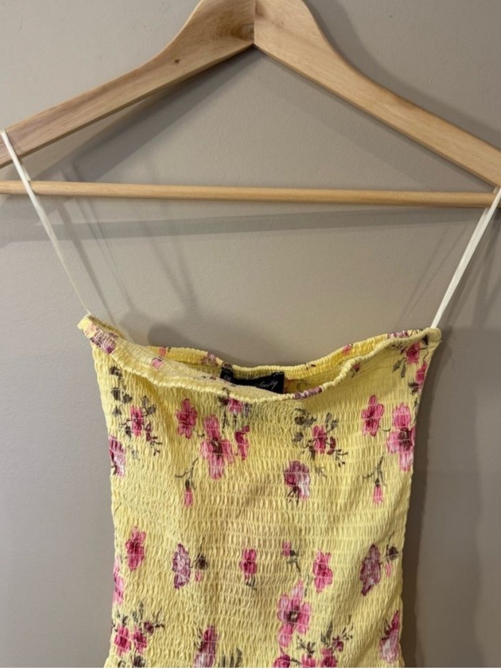Ardene Society Smocked Floral Cami Tank Top Yellow Pink Y2K Women’s Small - Picture 4 of 6